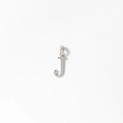 "J" Initial Pendant in 10K White Gold
