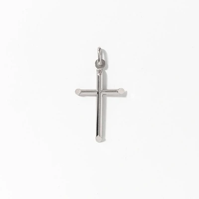 Tube Cross Pendant in 10K Italian White Gold