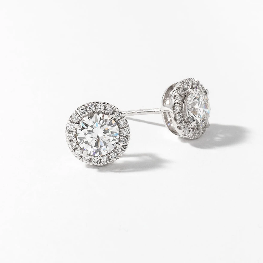 Lab Grown Diamond Stud Earrings in 14K White Gold (2.04 ct tw)