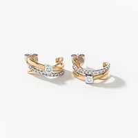 Diamond Cluster Hook Earrings in 10K Yellow and White Gold (0.50 ct tw
