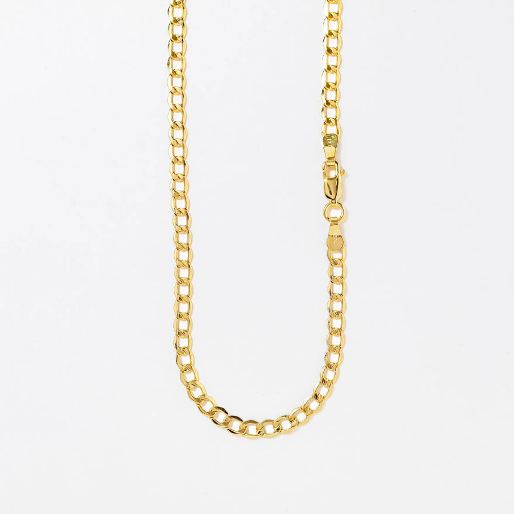10K Yellow Gold 3.9mm Hollow Curb Chain (20")