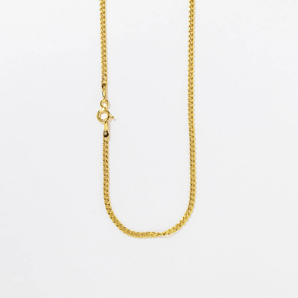 2.1mm Hollow Miami Cuban Chain in 10K Yellow Gold (20")