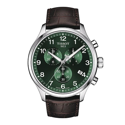 Tissot Chrono XL Classic Green Dial Leather Strap Watch | T11661716092