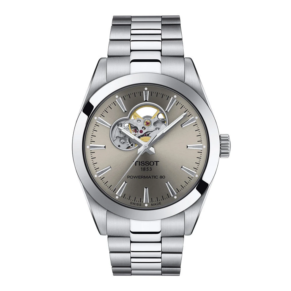 Tissot Gentleman Powermatic 80 Open Heart Grey Dial Watch | T127407110