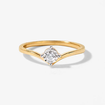 V Solitaire Ring 10K Yellow Gold (0.08 ct tw)