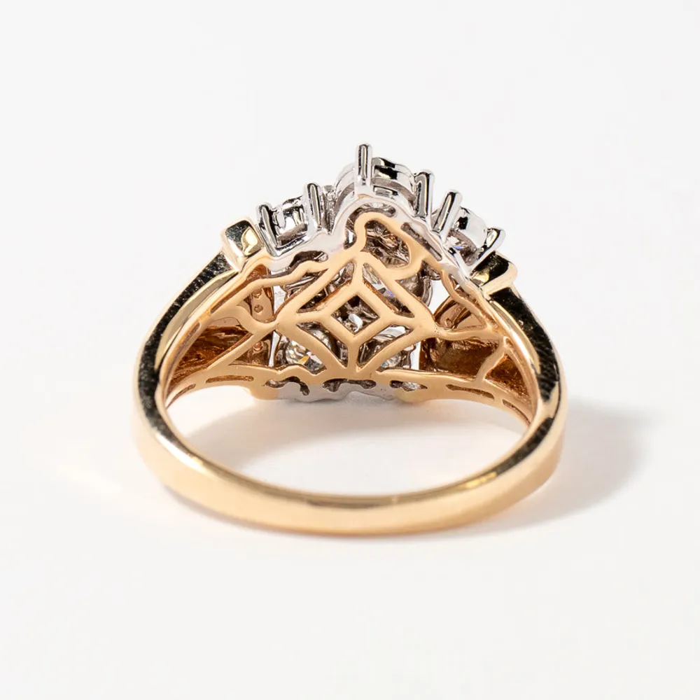 Diamond Cluster Ring in 10K Yellow and White Gold (0.50 ct tw)