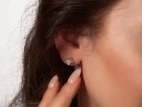 Princess Cut Diamond Cluster Stud Earrings in 14K White Gold (0.50 ct
