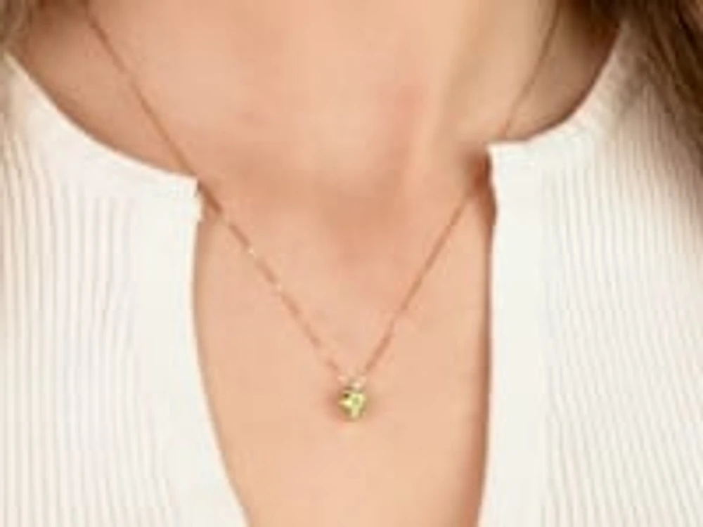 Heart Shaped Peridot Necklace in 10K Yellow Gold