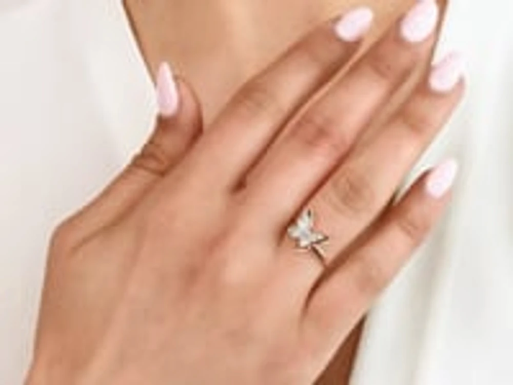 Butterfly Ring 10K Yellow and White Gold (0.13 ct tw)