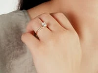 Lab Grown Princess Cut Diamond Engagement Ring 14K Yellow Gold (1.0