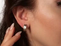 Diamond Cut Hoop Earrings 10K Yellow Gold