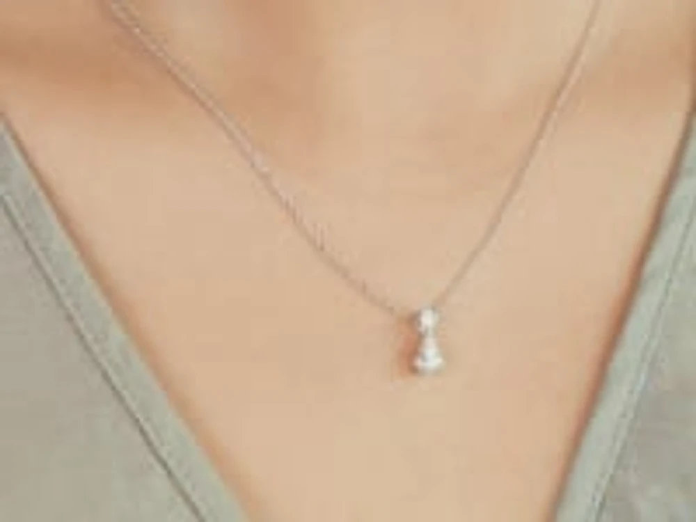 Pear Shape Lab Grown Diamond Necklace in 14K White Gold (0.70 ct tw)