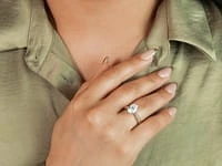 Lab Grown Oval Cut Diamond Engagement Ring 14K White Gold ( ct