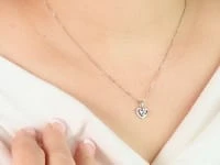 Heart Shaped Aquamarine Diamond Necklace in 10K White Gold