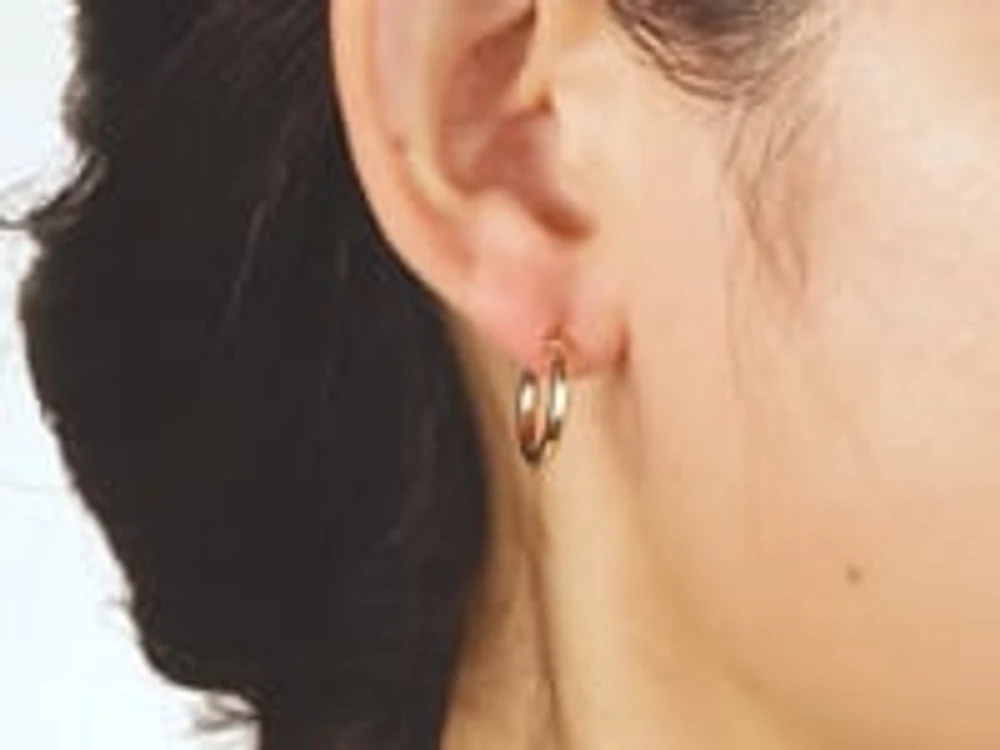 2x10mm Polished Tube Hoop Earrings in 14K Yellow Gold