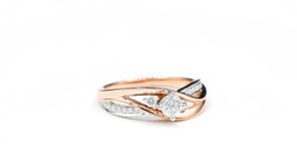 Diamond Engagement Ring 14K Rose and White Gold (0.45ct tw)
