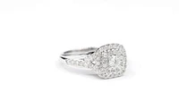 Double Halo Engagement Ring 14K White Gold (0.82ct tw)