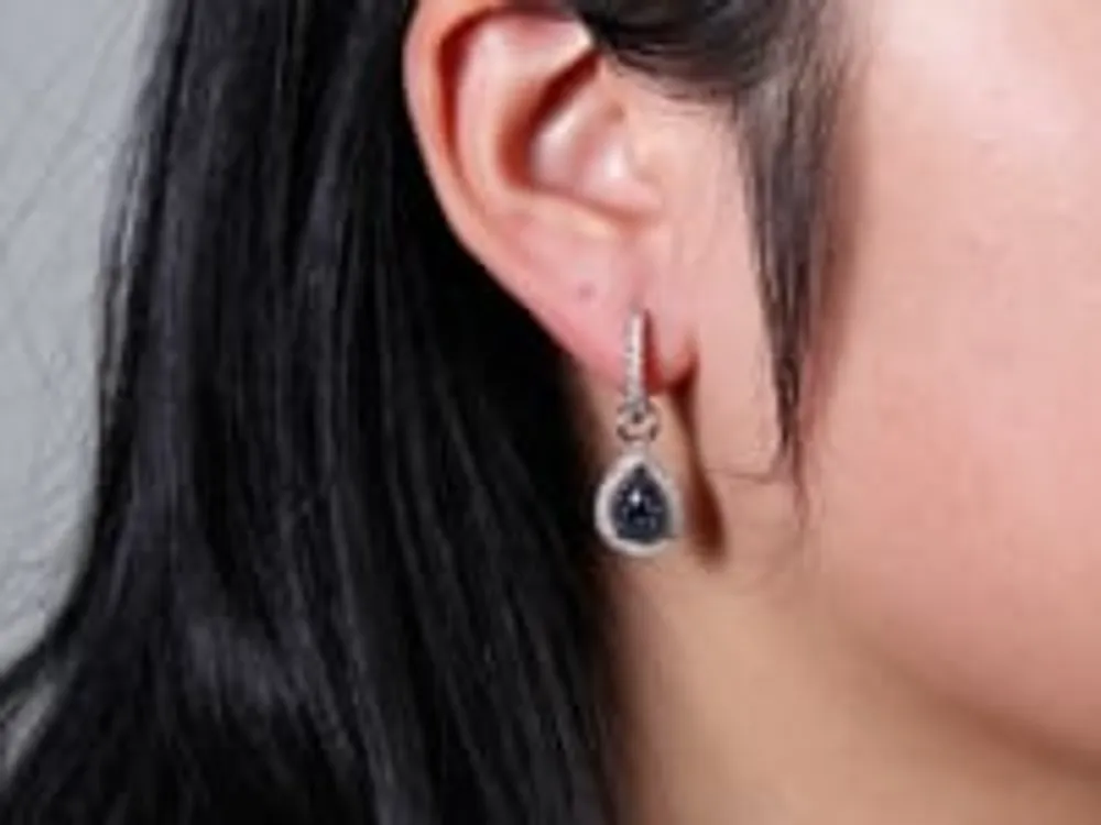 Sapphire Earrings With Diamond Accents With Removable Pear Drop in 10K