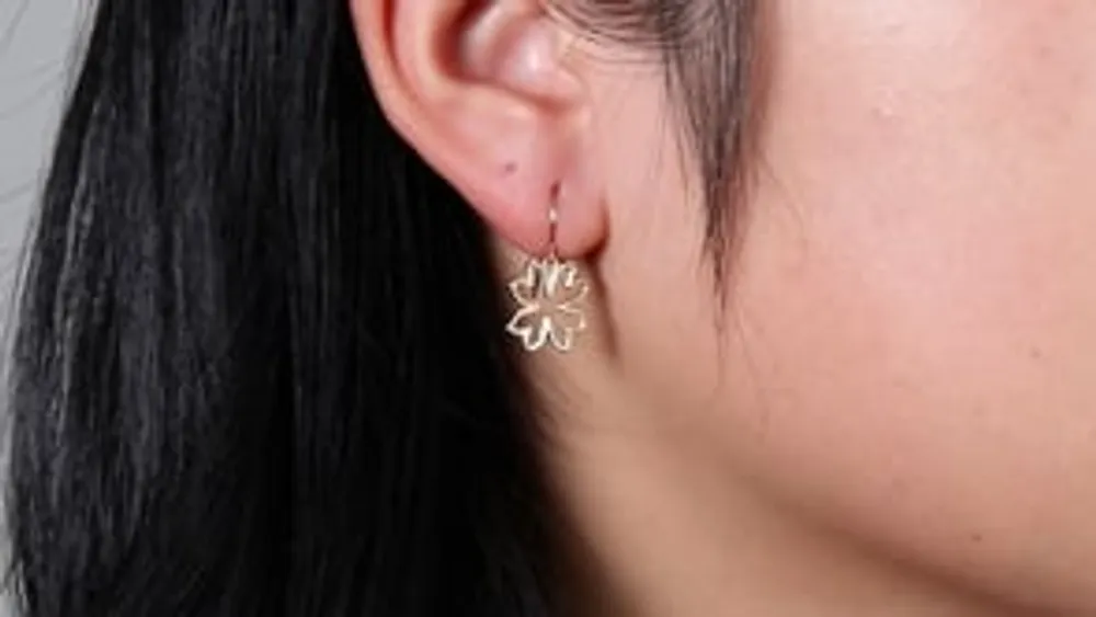 Open Leaf Drop Earrings In 10K Yellow Gold
