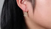 Open Leaf Drop Earrings In 10K Yellow Gold