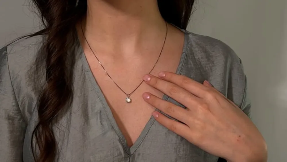 Lab Grown Diamond Necklace in 14K White Gold ( ct tw