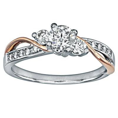 Diamond Engagement Ring 14K White and Rose Gold (0.62ct tw)