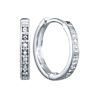 Micro Claw-Set Diamond Huggie Hoop Earrings in 10K White Gold (0.05ct