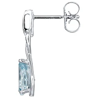 Pear Shape Aquamarine Earrings With Diamond Accents in 10K White Gold