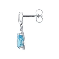 Pear Shaped Blue Topaz Diamond Dangle Earrings in 10K White Gold