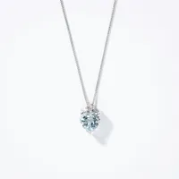 Heart Shaped Aquamarine Necklace with Diamond Accent in 10K White Gold
