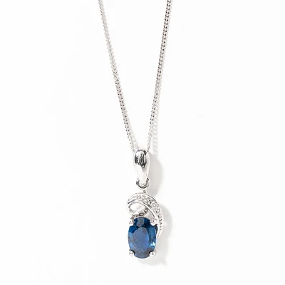 Sapphire Pendant Necklace in 10K White Gold