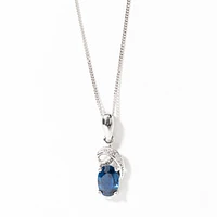 Sapphire Pendant Necklace in 10K White Gold