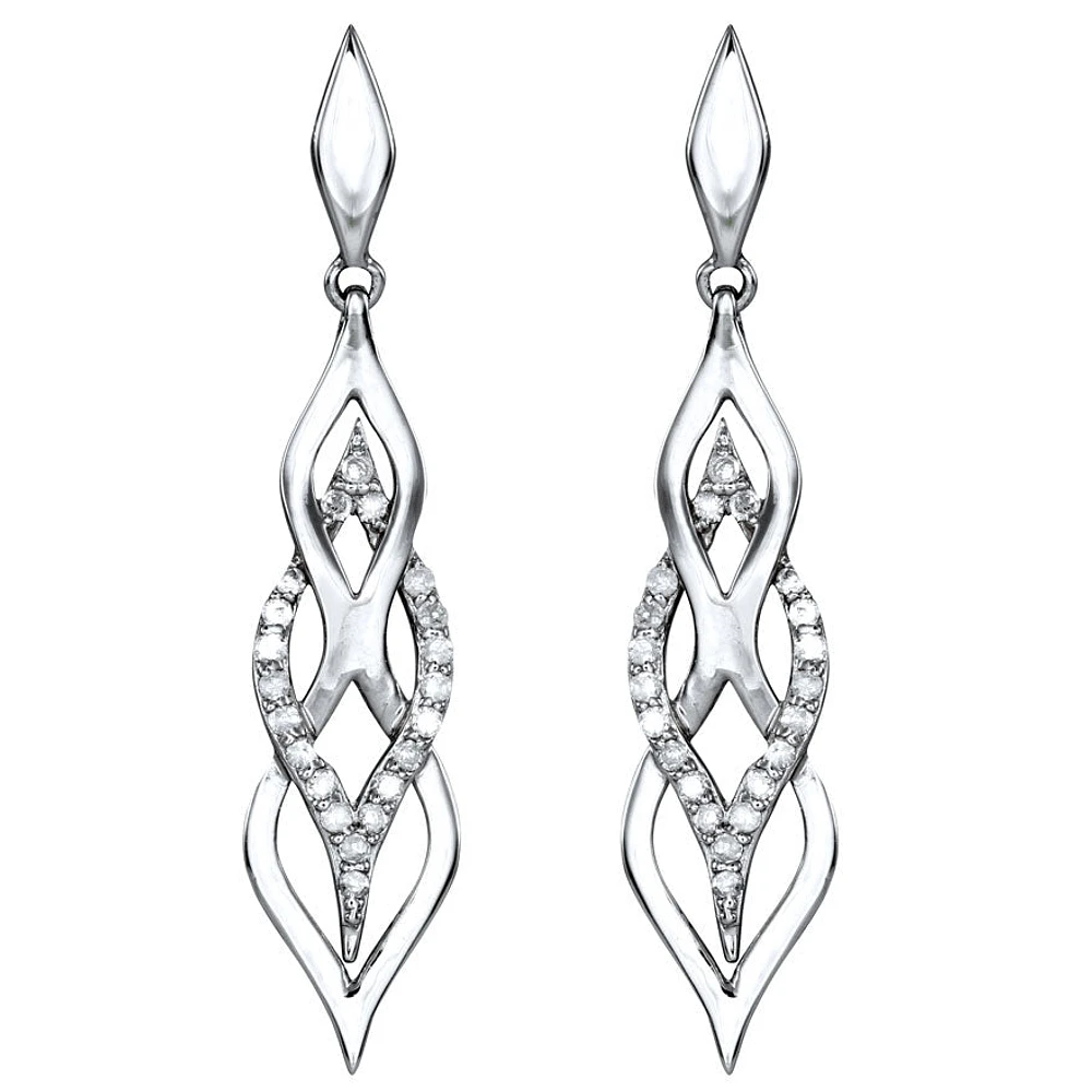 Infinity Dangle Diamond Earrings in 10K White Gold (0.25ct tw)