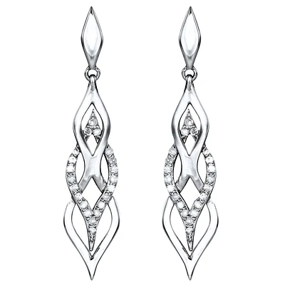 Infinity Dangle Diamond Earrings in 10K White Gold (0.25ct tw)