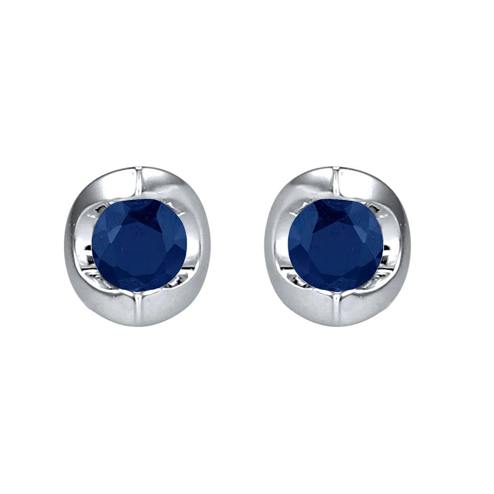 Sapphire Stud Earrings in 10K White Gold