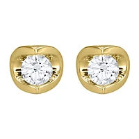 Tension Set Solitaire Canadian Diamond Stud Earrings in 14K Yellow Gol