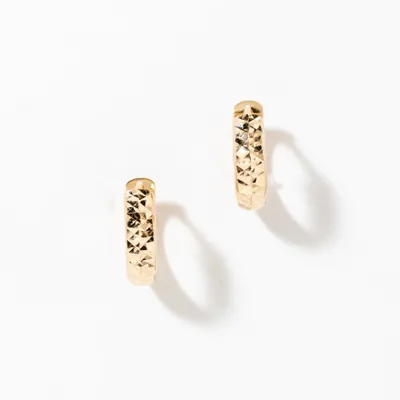 Diamond Cut Hoop Earrings 10K Yellow Gold
