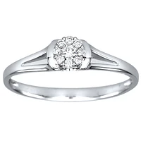 10K White Gold Diamond Cluster Promise Ring (0.11ct tw)