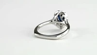 Pear Shape Sapphire and Diamond Halo Ring 14K White Gold