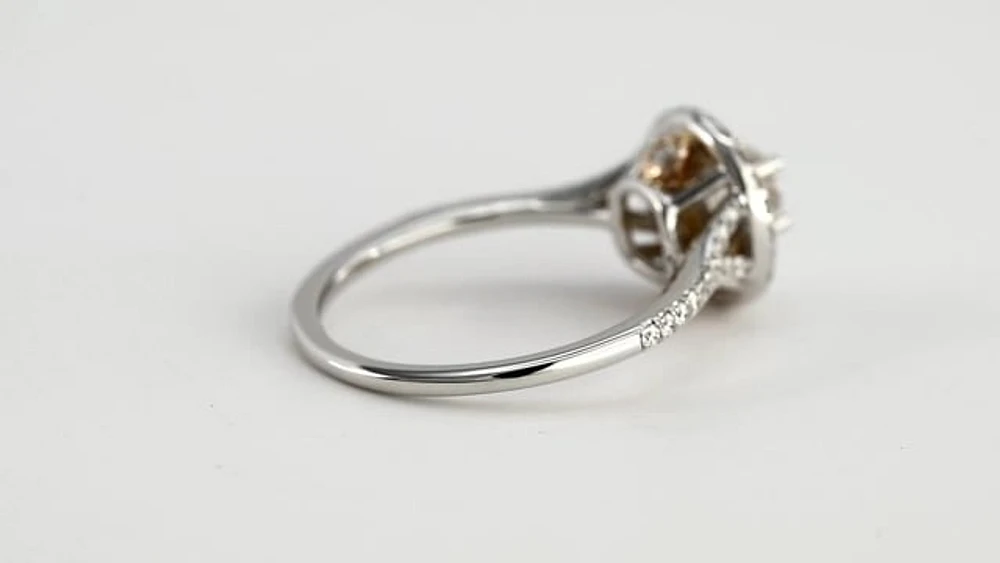 Canadian Diamond Engagement Ring with Pink and White Gold Halo