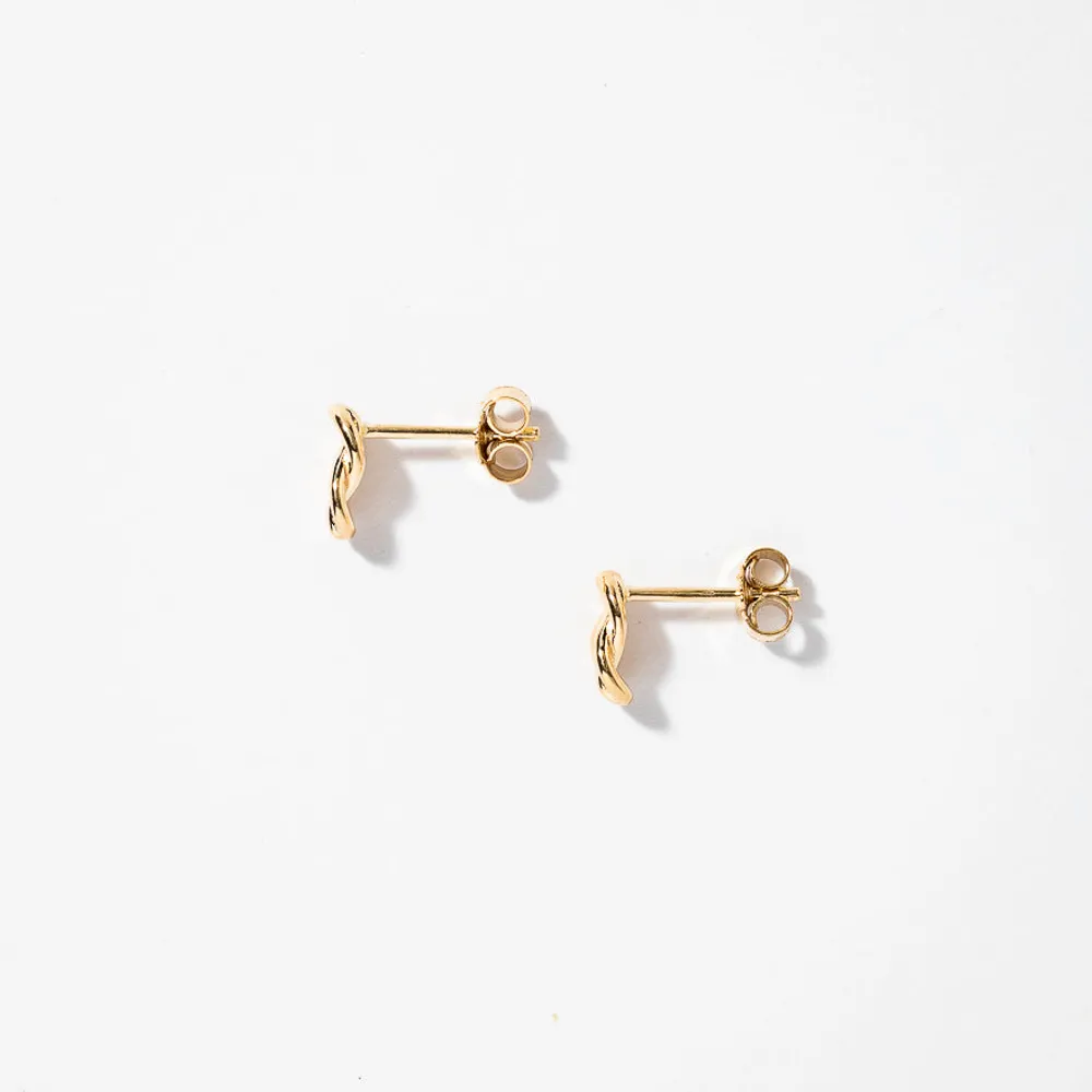 Love Knot Stud Earrings in 14K Yellow Gold