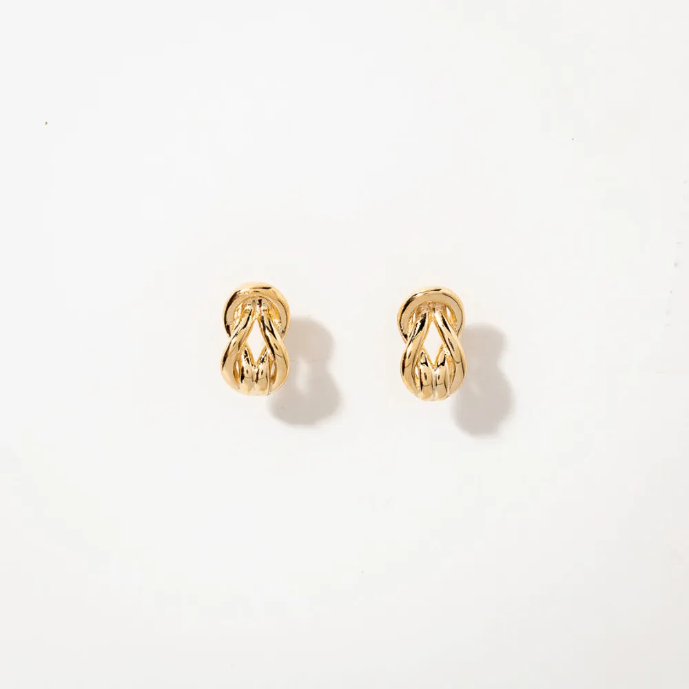 Love Knot Stud Earrings in 14K Yellow Gold
