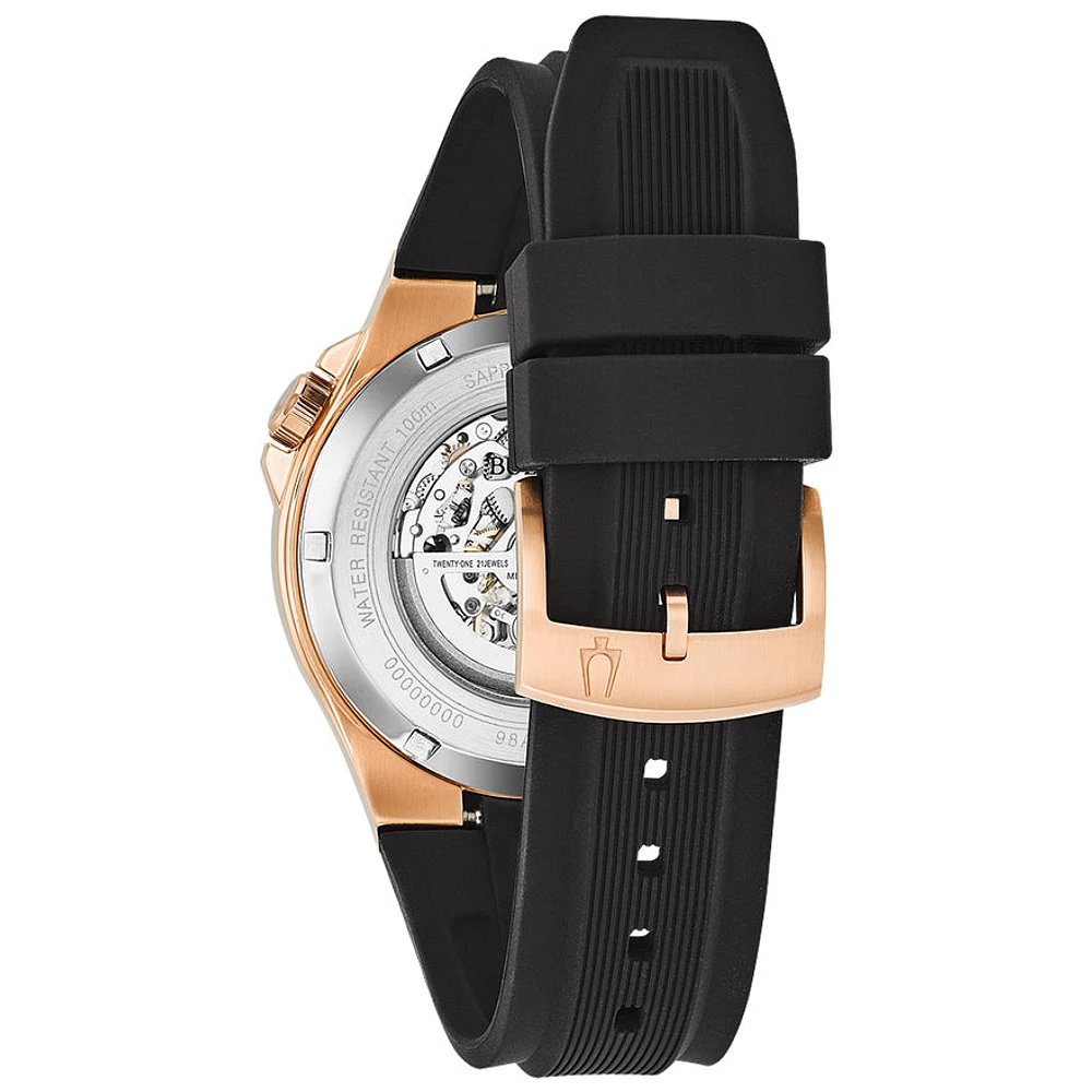 Bulova Men's Automatic Watch With Rose Gold Tone Stainless Steel Case