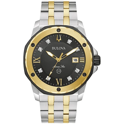 Bulova Black Dial Stainless Steel Bracelet Marine Star | 98D175