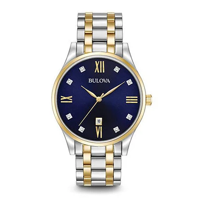 Bulova Men's Classic Two-Tone Watch with Blue Dial | 98D130