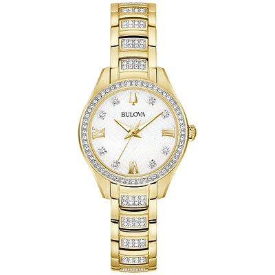 Bulova Crystal Yellow Gold Tone Ladies Watch | 98L306