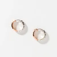 Diamond Cut Hoop Earrings 10K White and Rose Gold