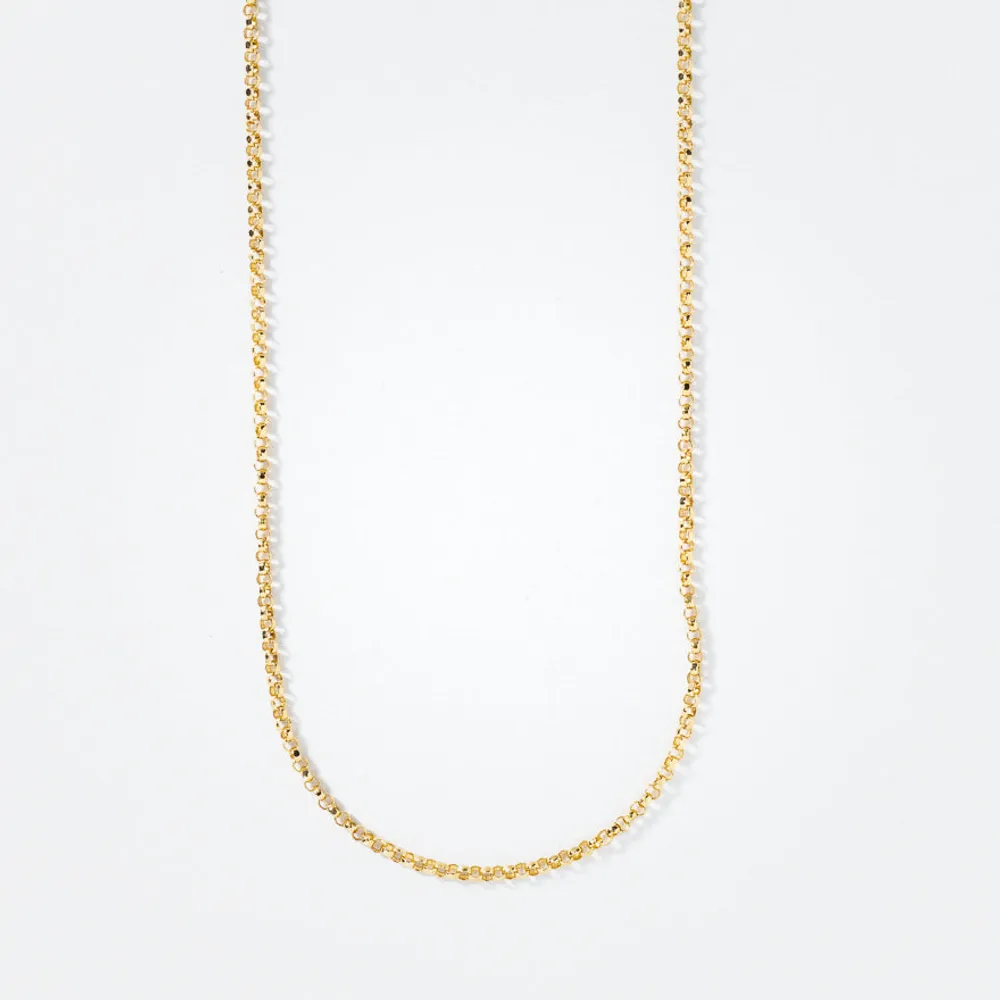 10K Italian Yellow Gold 1.15mm Adjustable Diamond Cut Rolo Chain in 18