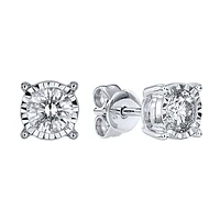 Miracle Mark Solitaire Diamond Stud Earrings in 14K White Gold ( c