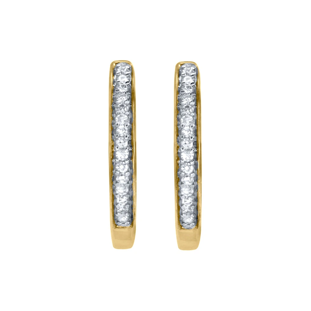 Diamond Hoop Earrings in 10K Yellow Gold (0.10 ct tw)